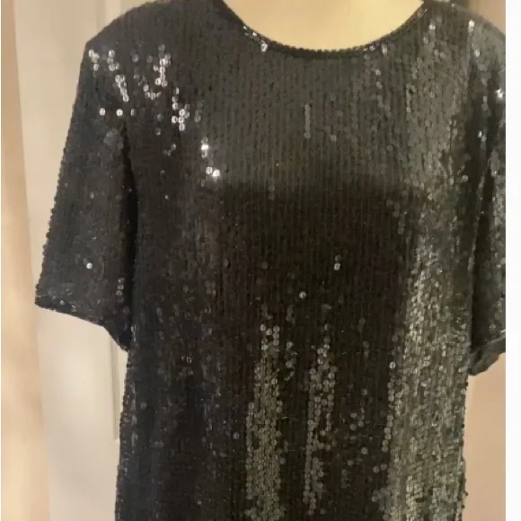 Black Sequin Dress by jasmine 100% silk - Picture 9 of 13